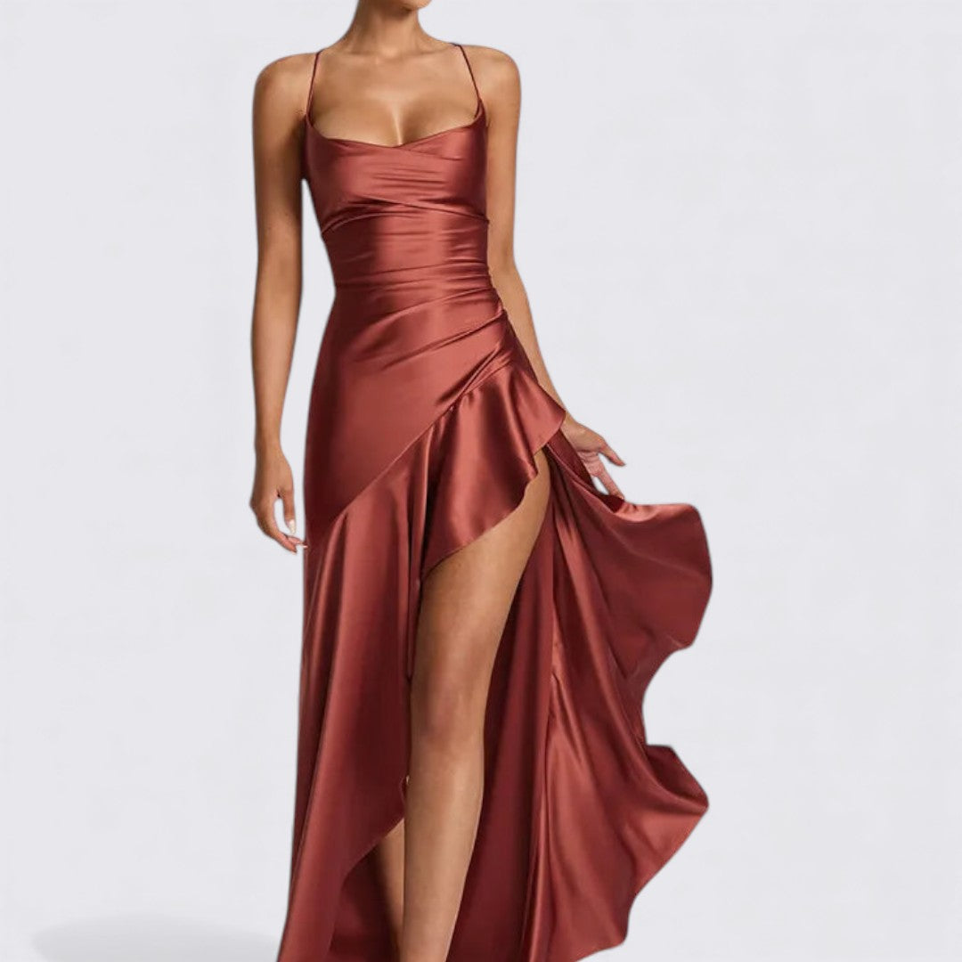 Ladies' Maxi Dress – Sleeveless & Tailored – Elegant Leg Slit