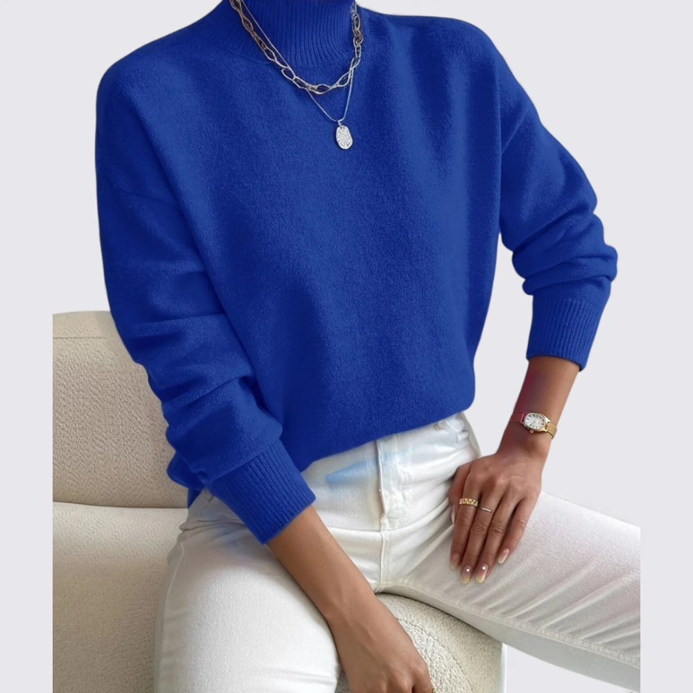Women's Top with Stand-Up Collar – Long Sleeve Top – Classic Cut