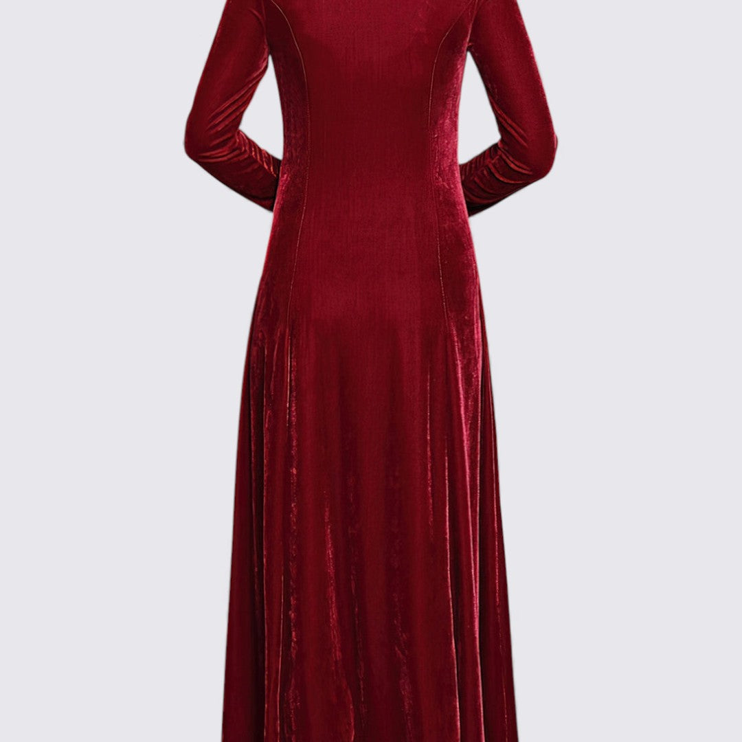 Ladies' Velvet Dress – Long Sleeves – Straight Cut