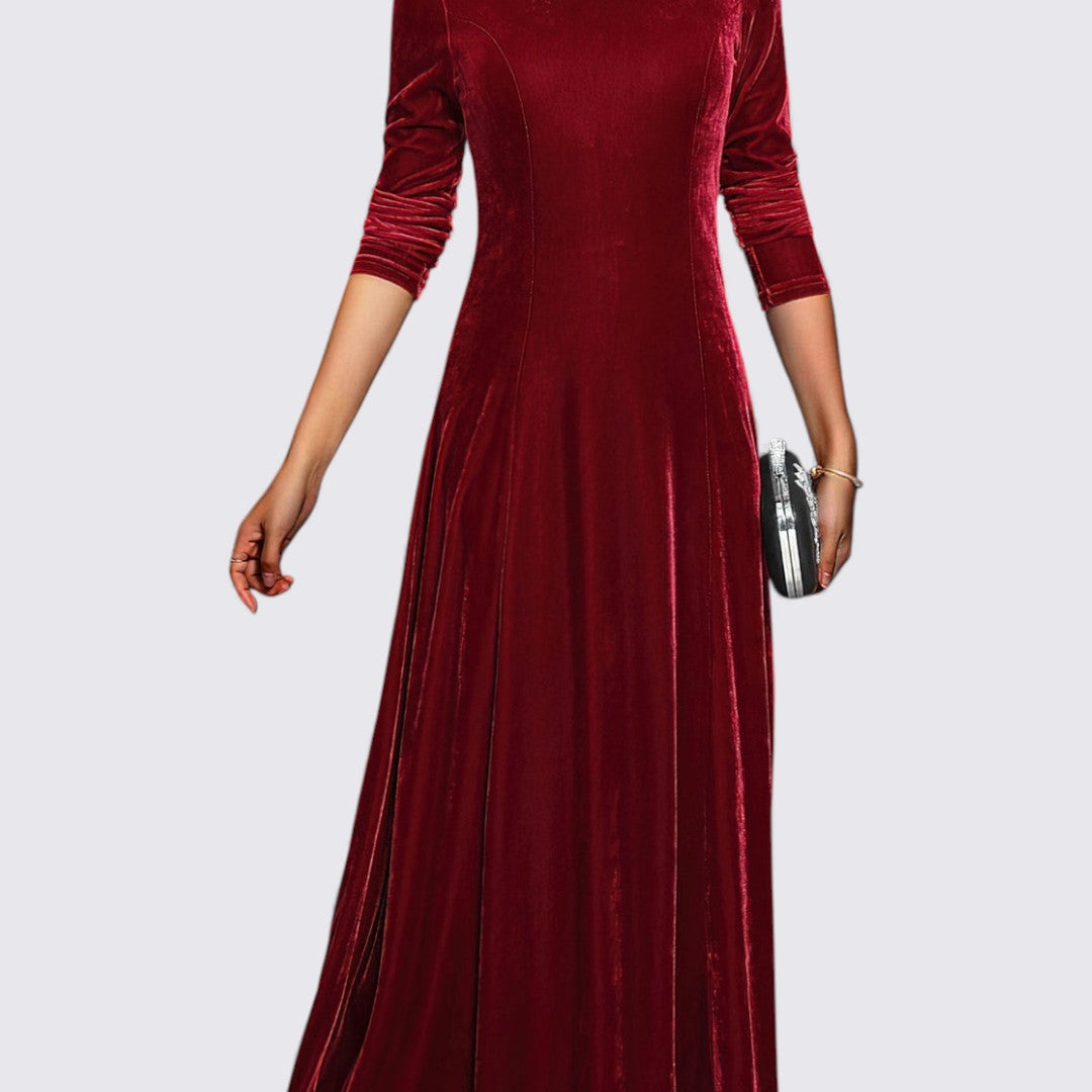 Ladies' Velvet Dress – Long Sleeves – Straight Cut