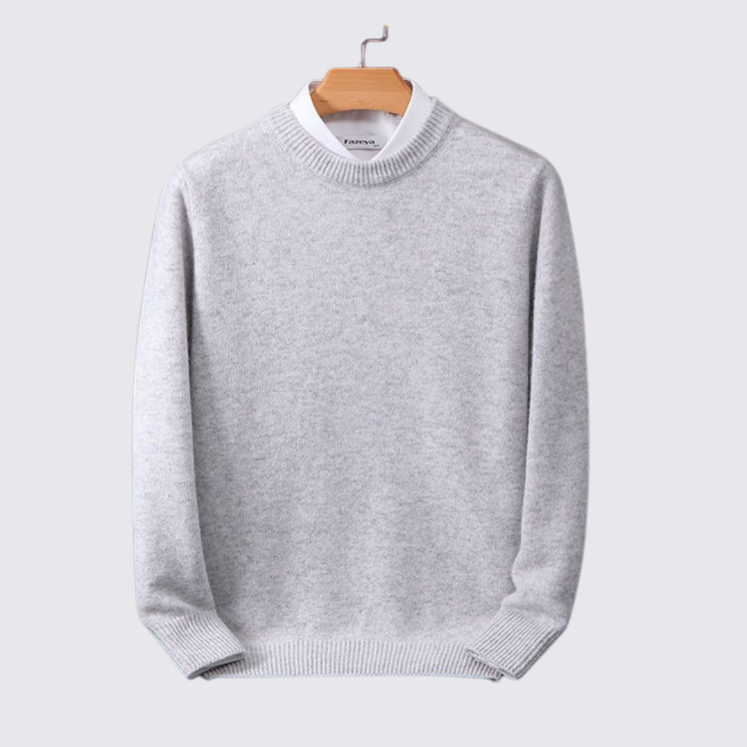Men's Crew Neck Jumper - Classic Jumper - Ribbed Cuffs