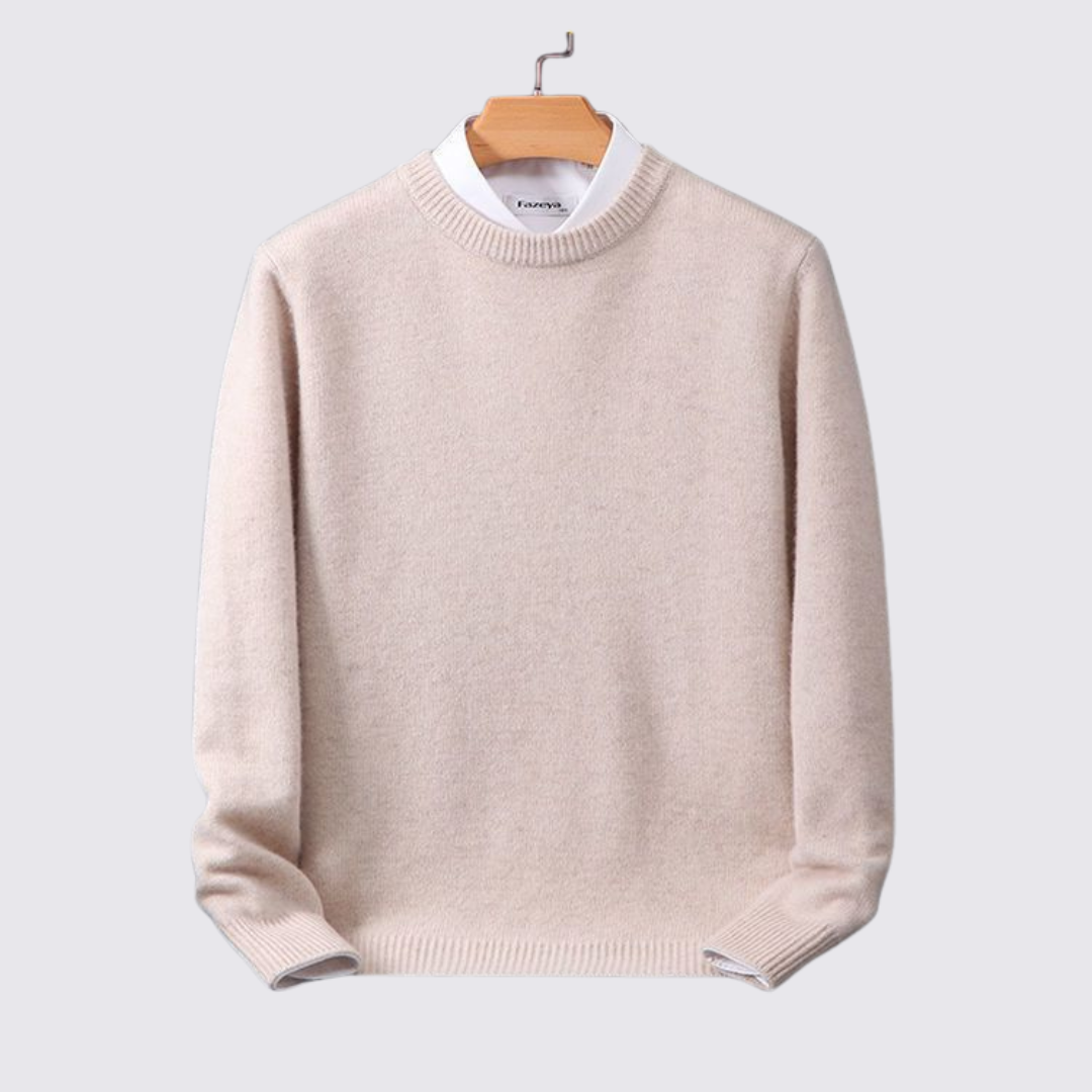 Men's Crew Neck Jumper - Classic Jumper - Ribbed Cuffs