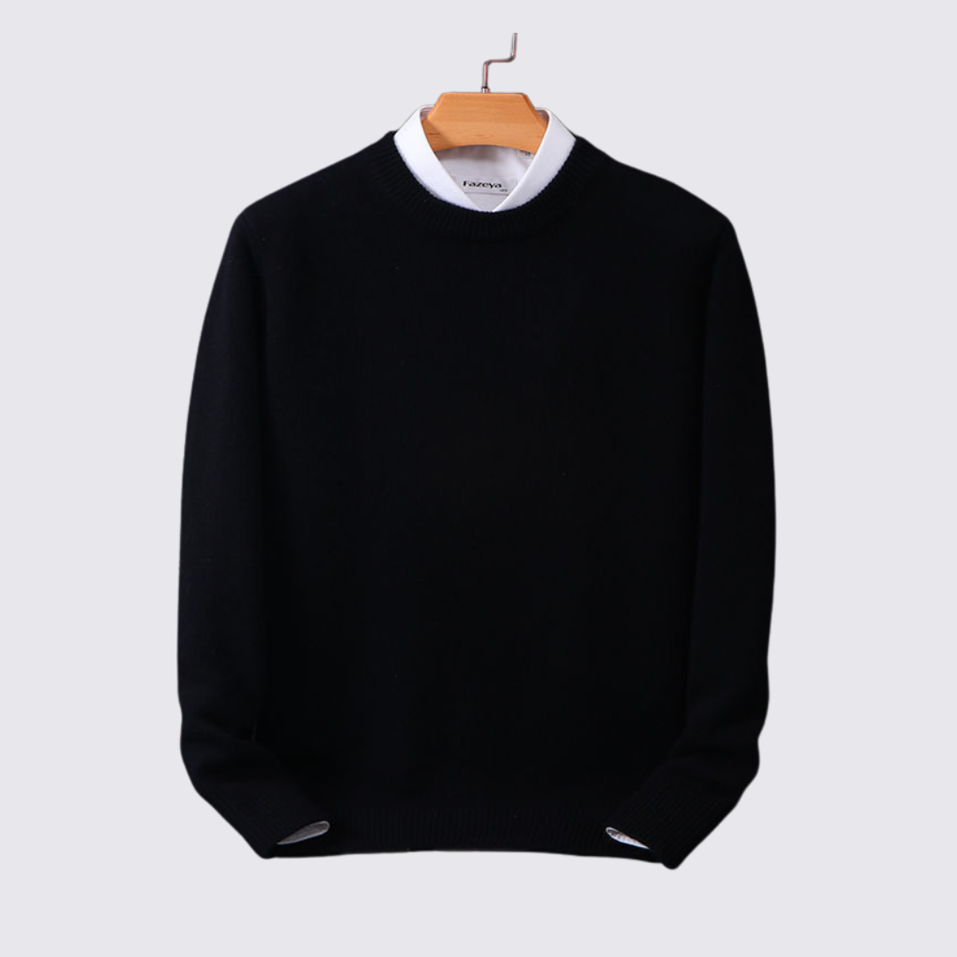 Men's Crew Neck Jumper - Classic Jumper - Ribbed Cuffs