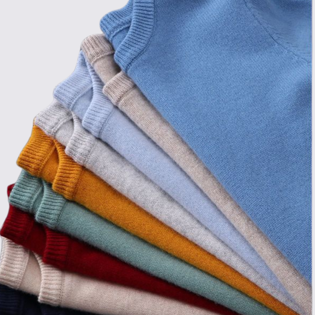 Men's Crew Neck Jumper - Classic Jumper - Ribbed Cuffs