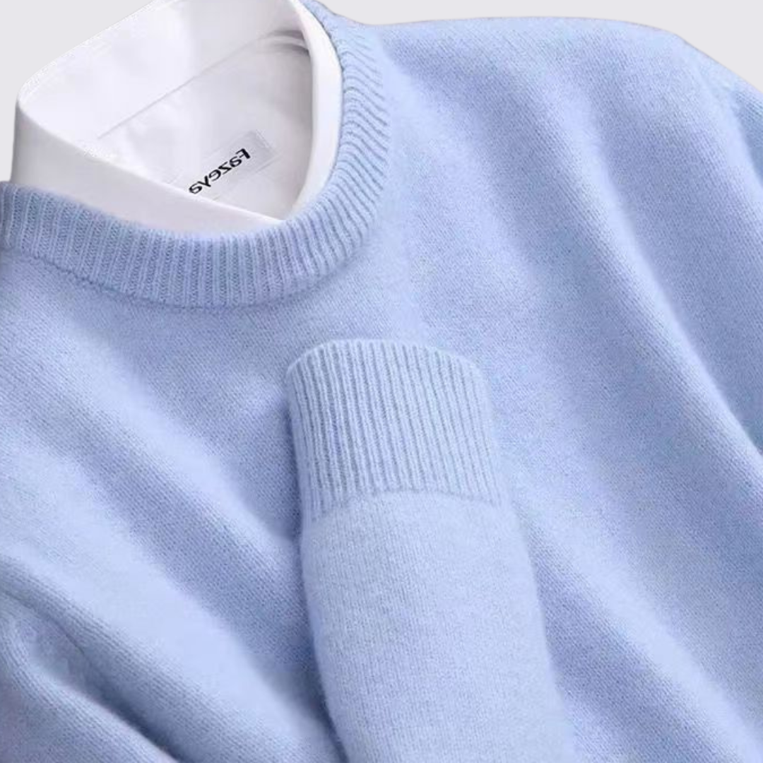 Men's Crew Neck Jumper - Classic Jumper - Ribbed Cuffs