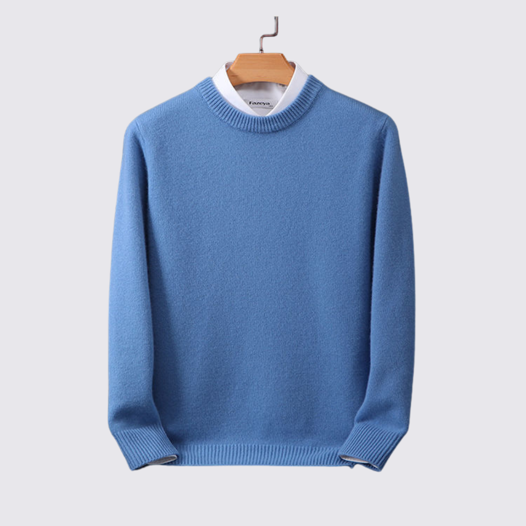 Men's Crew Neck Jumper - Classic Jumper - Ribbed Cuffs