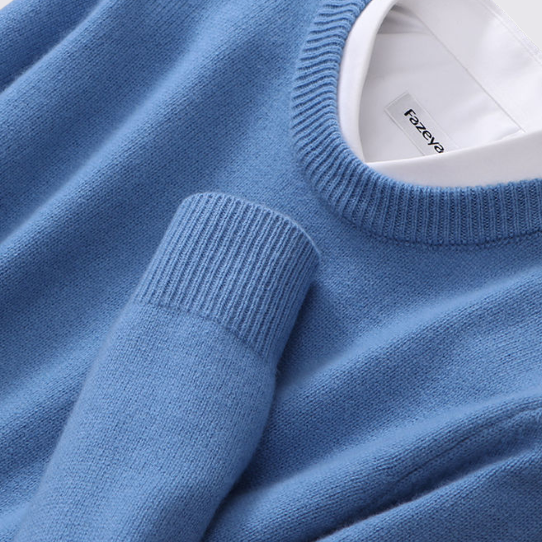 Men's Crew Neck Jumper - Classic Jumper - Ribbed Cuffs