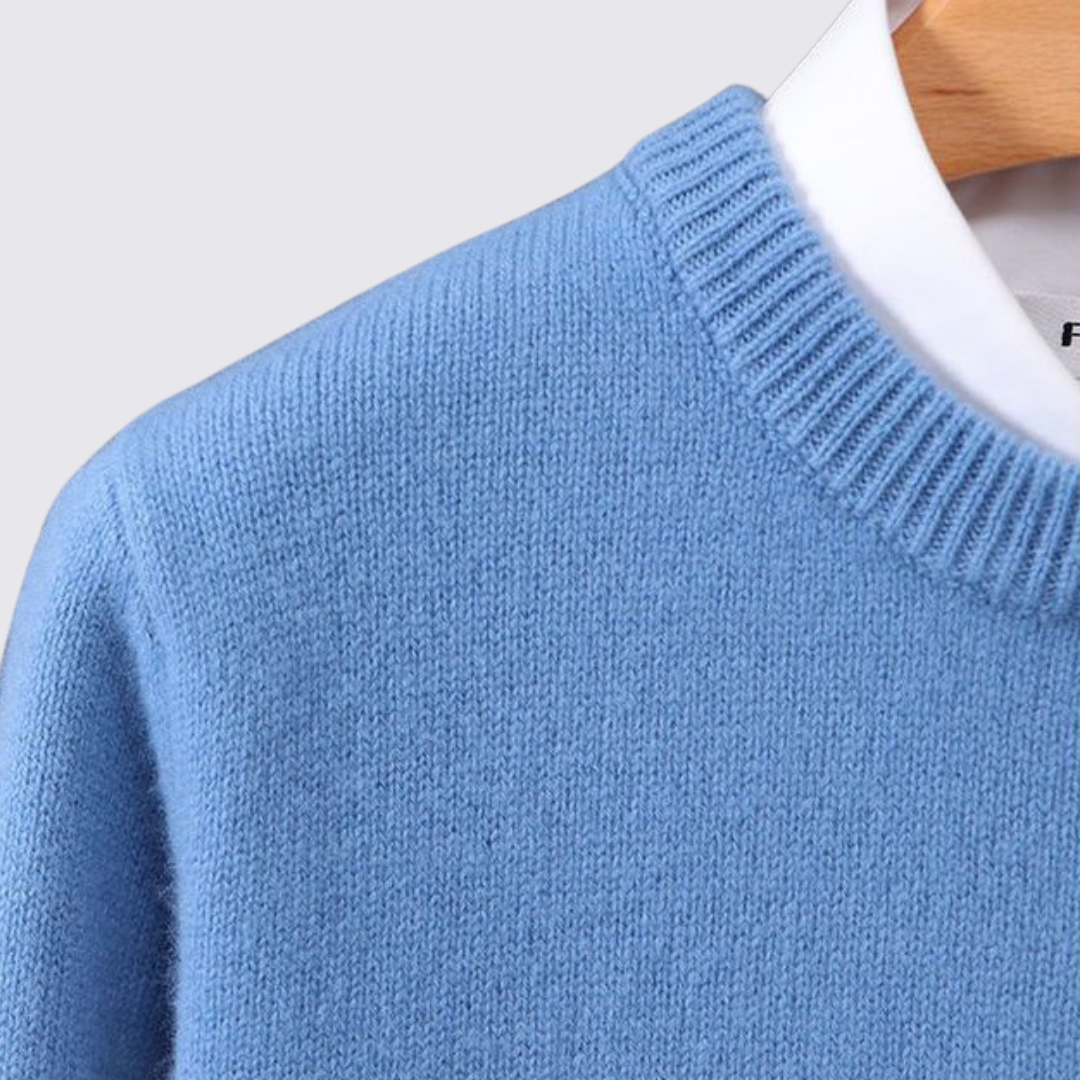 Men's Crew Neck Jumper - Classic Jumper - Ribbed Cuffs