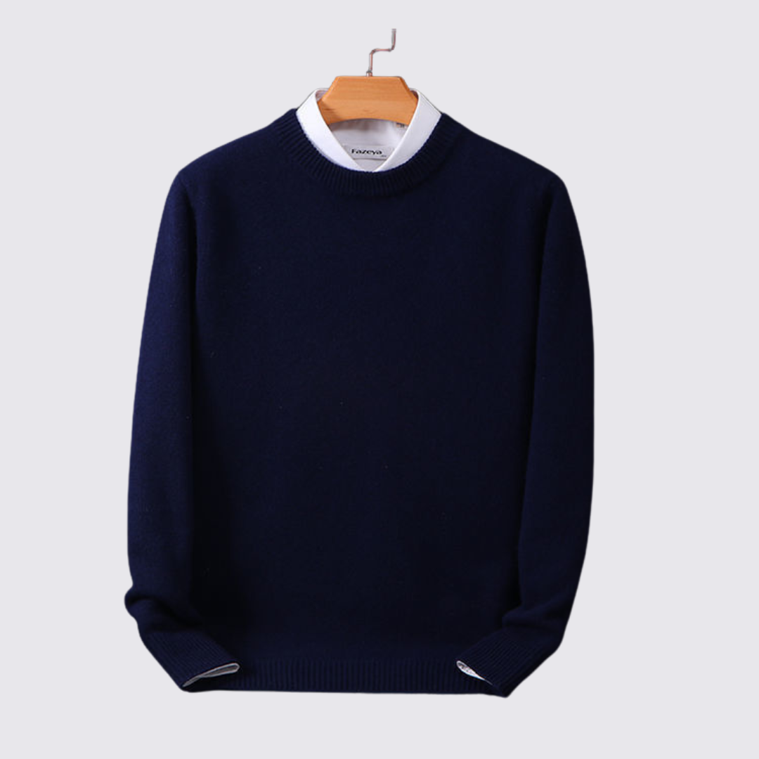 Men's Crew Neck Jumper - Classic Jumper - Ribbed Cuffs