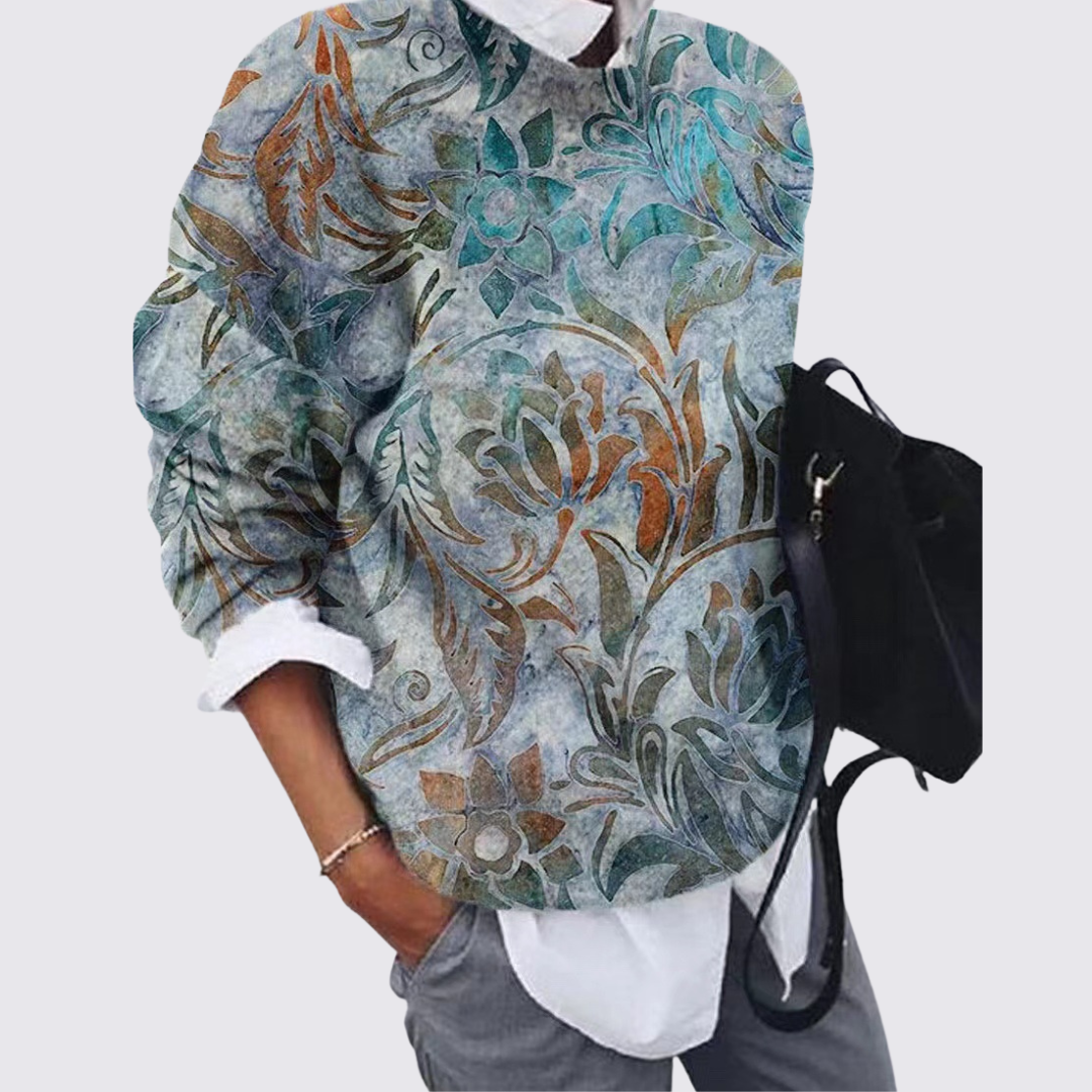 Ladies' Jumper with Round Neck – Knitted Jumper – Patchwork Pattern