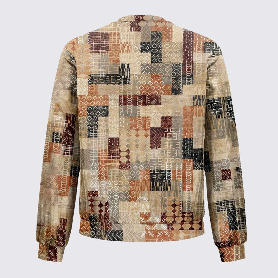 Ladies' Jumper with Round Neck – Knitted Jumper – Patchwork Pattern