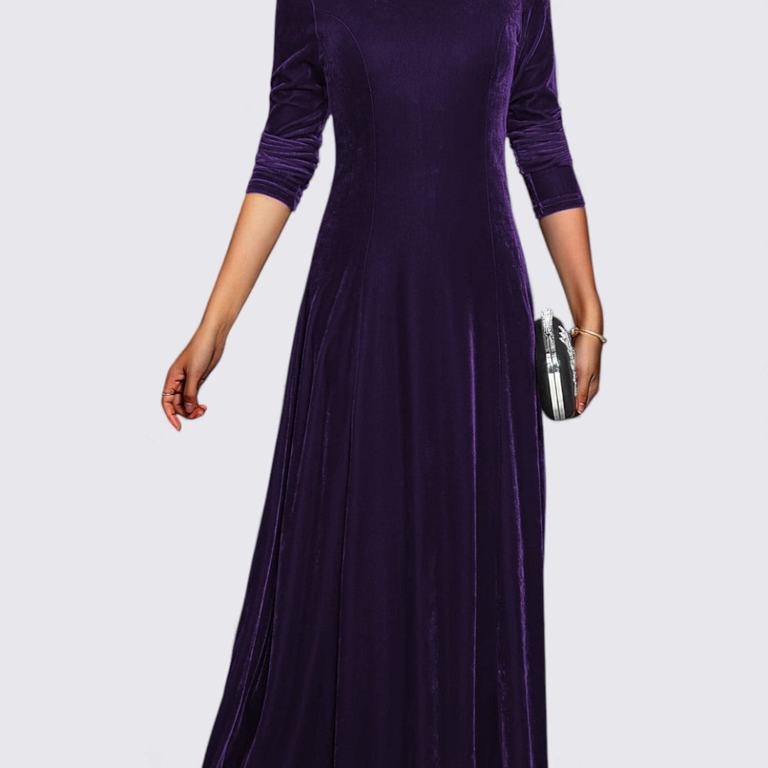 Ladies' Velvet Dress – Long Sleeves – Straight Cut