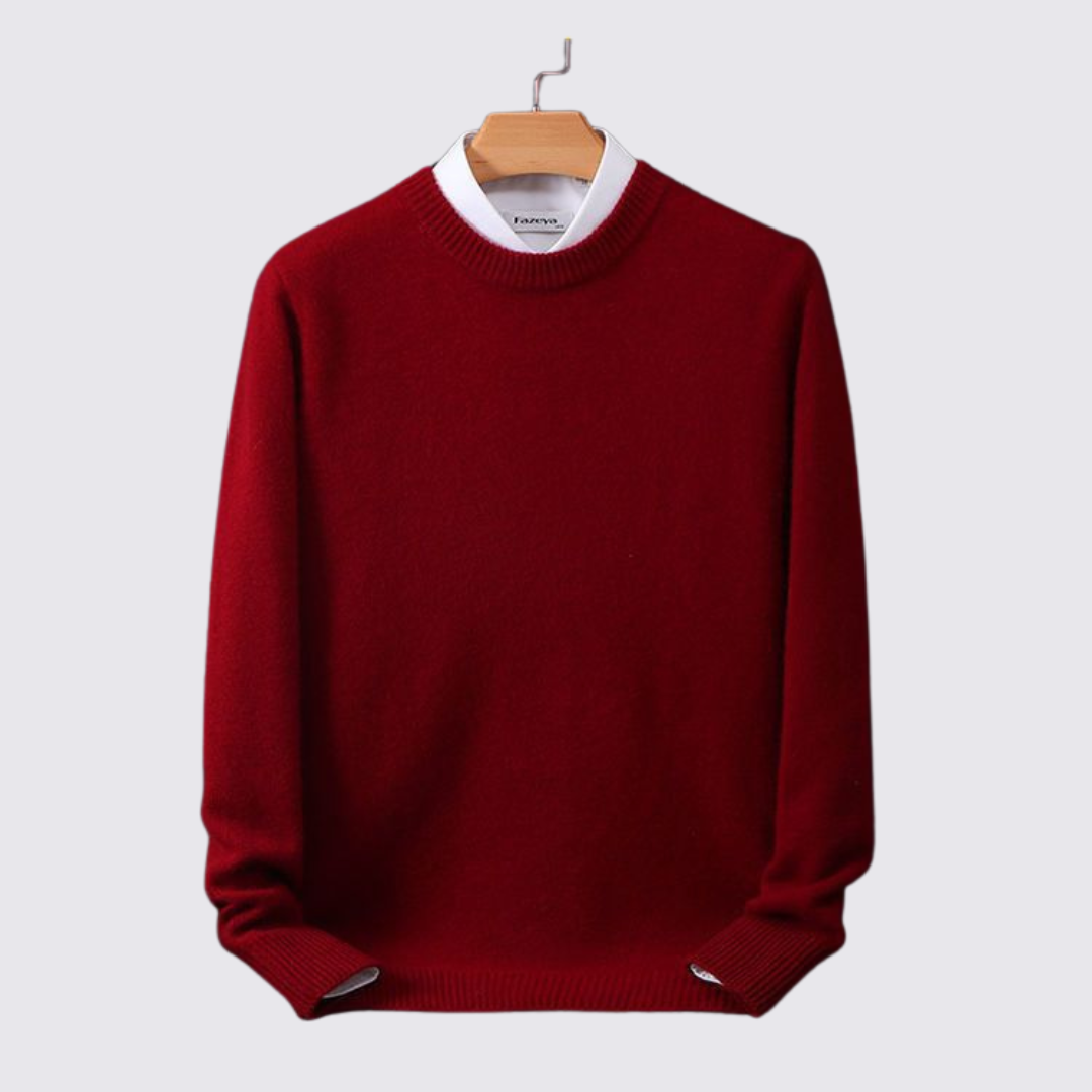 Men's Crew Neck Jumper - Classic Jumper - Ribbed Cuffs