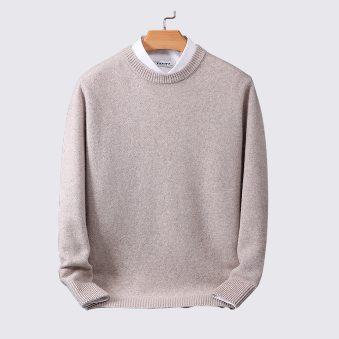Men's Crew Neck Jumper - Classic Jumper - Ribbed Cuffs